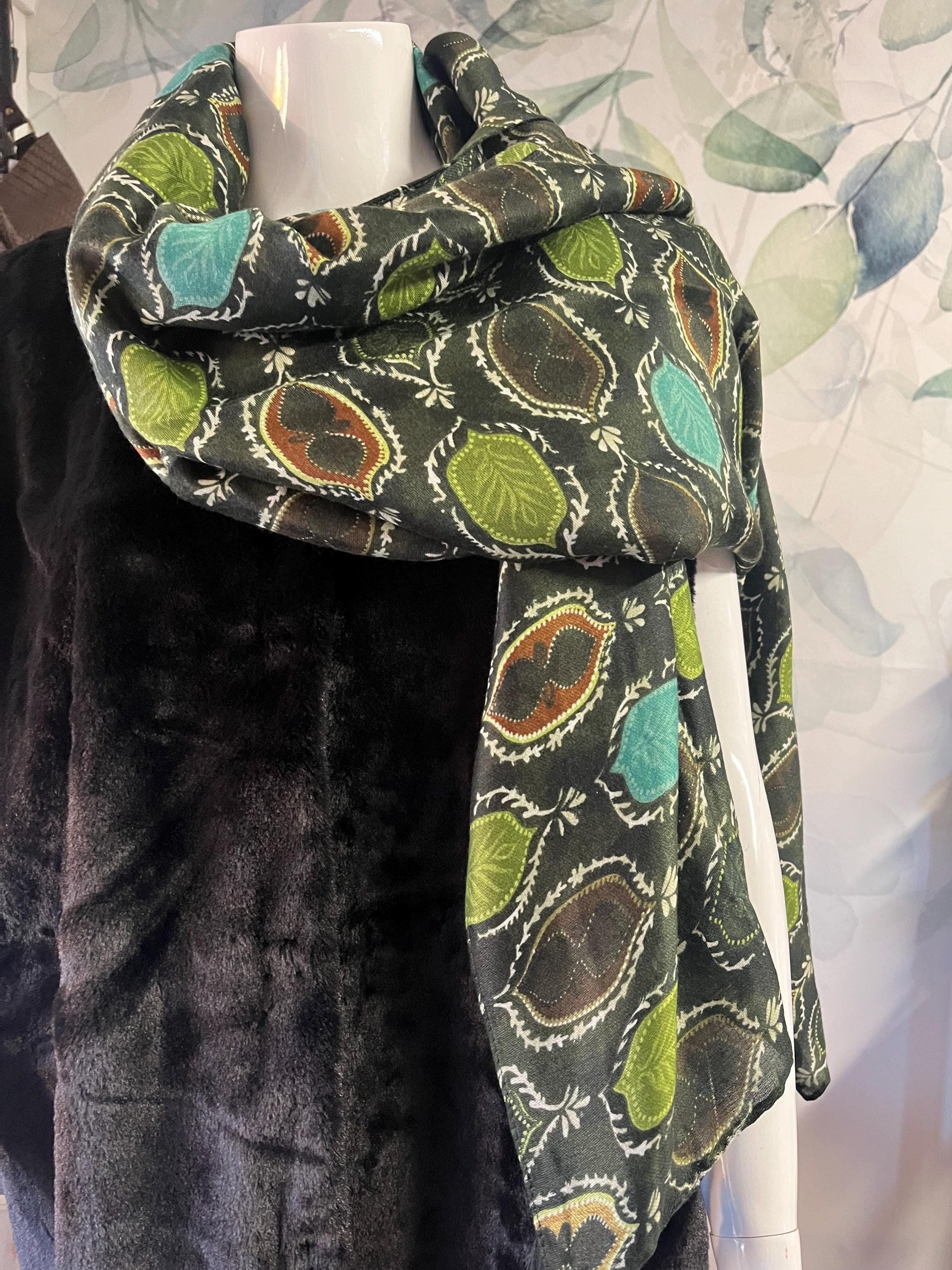 Beige floral scarf