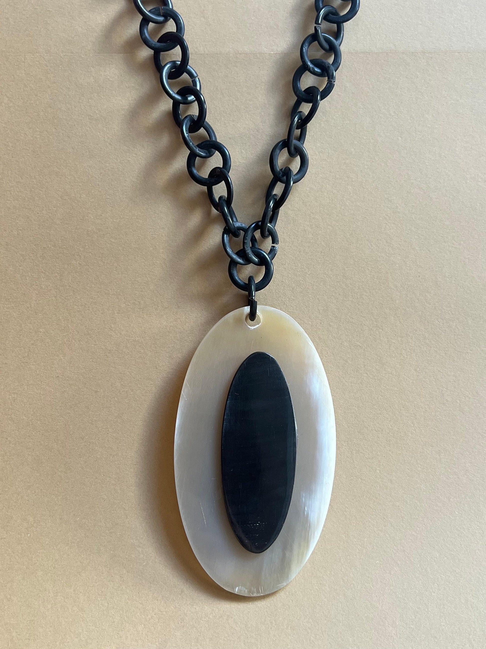 Bold Chain Statement Necklace with Pendant – Includes Matching Bracelet