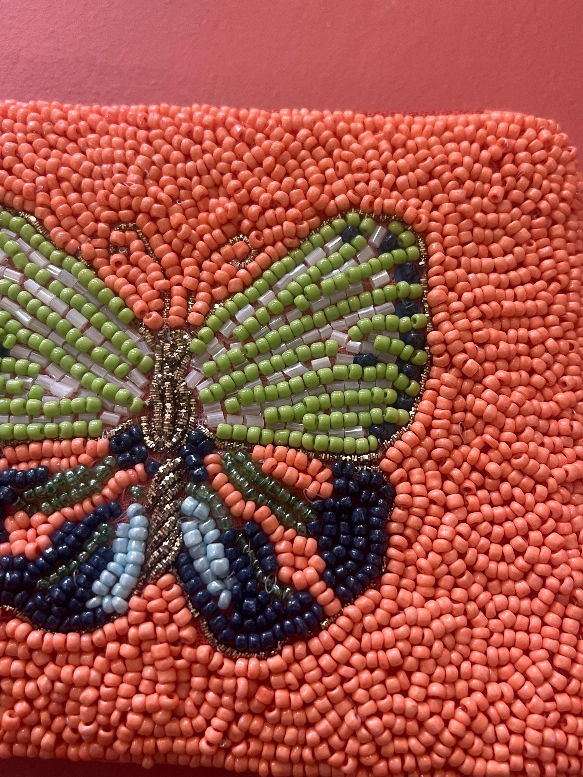 Beaded butterfly purse