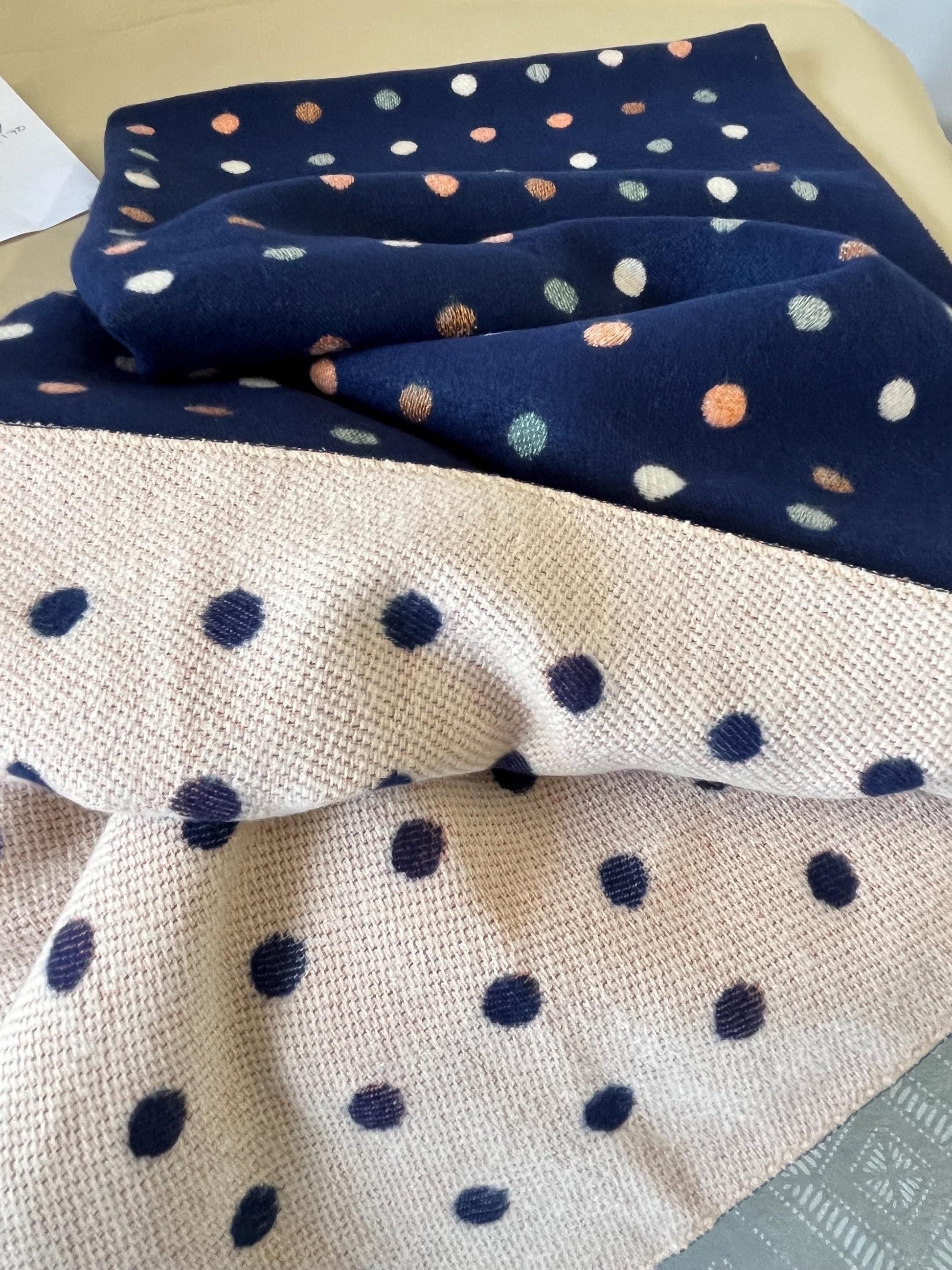 Blue scarf with dots