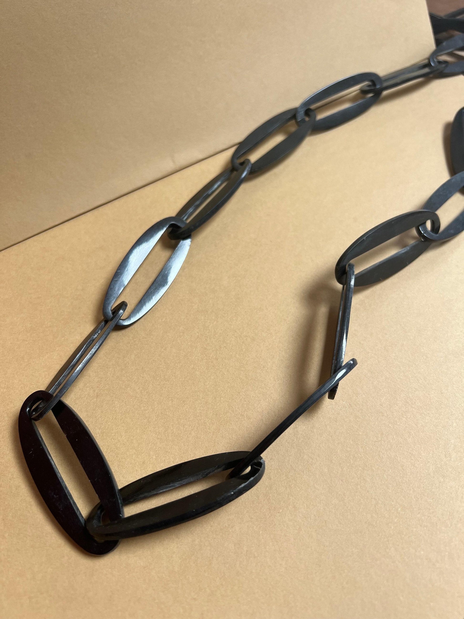 Black Laser-Cut Link Necklace