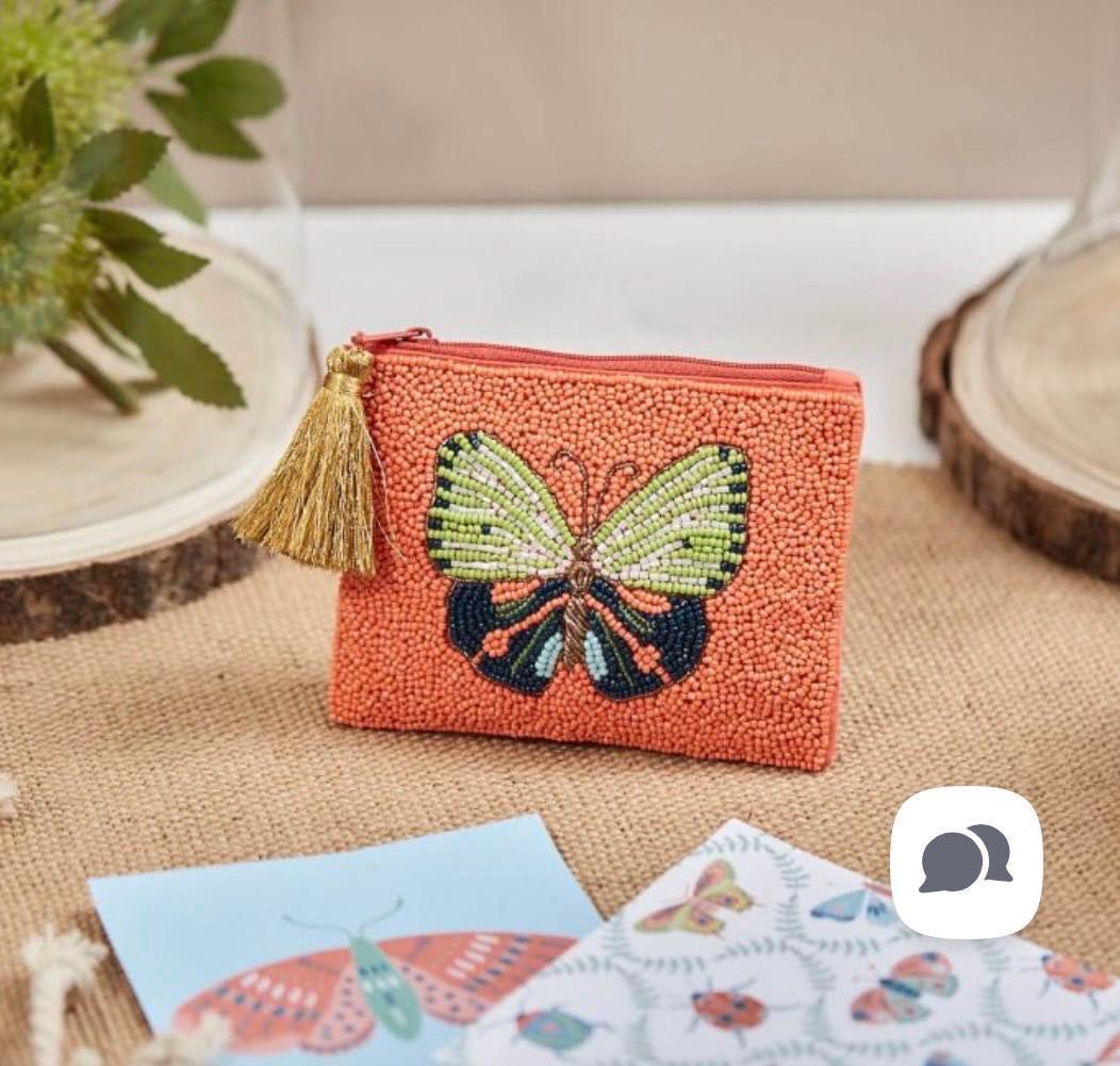 Beaded butterfly purse
