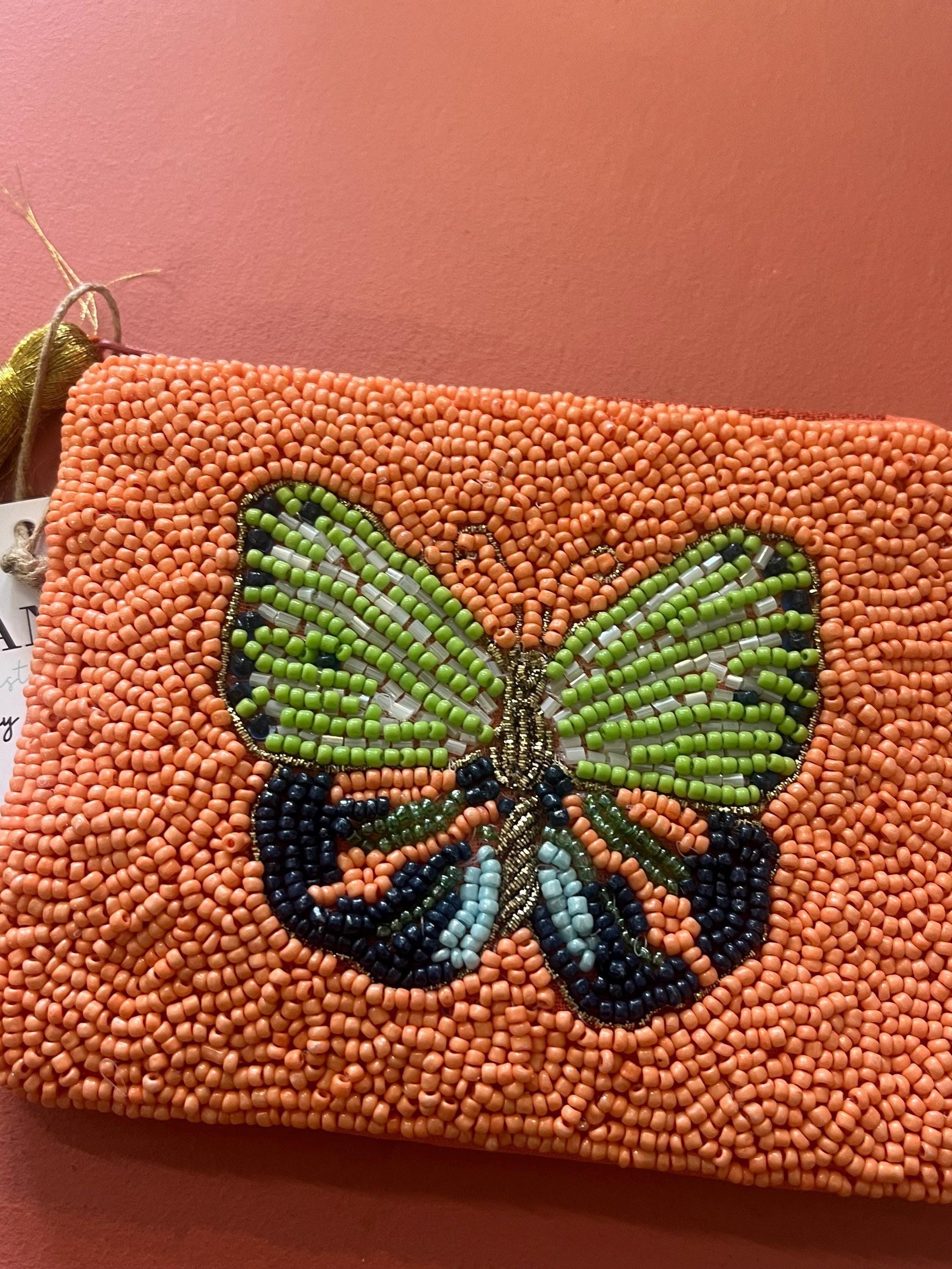 Beaded butterfly purse