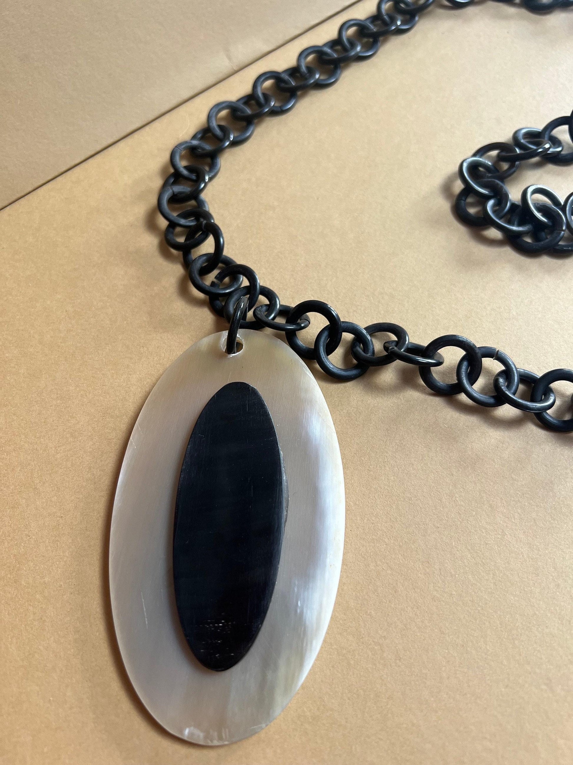 Bold Chain Statement Necklace with Pendant – Includes Matching Bracelet