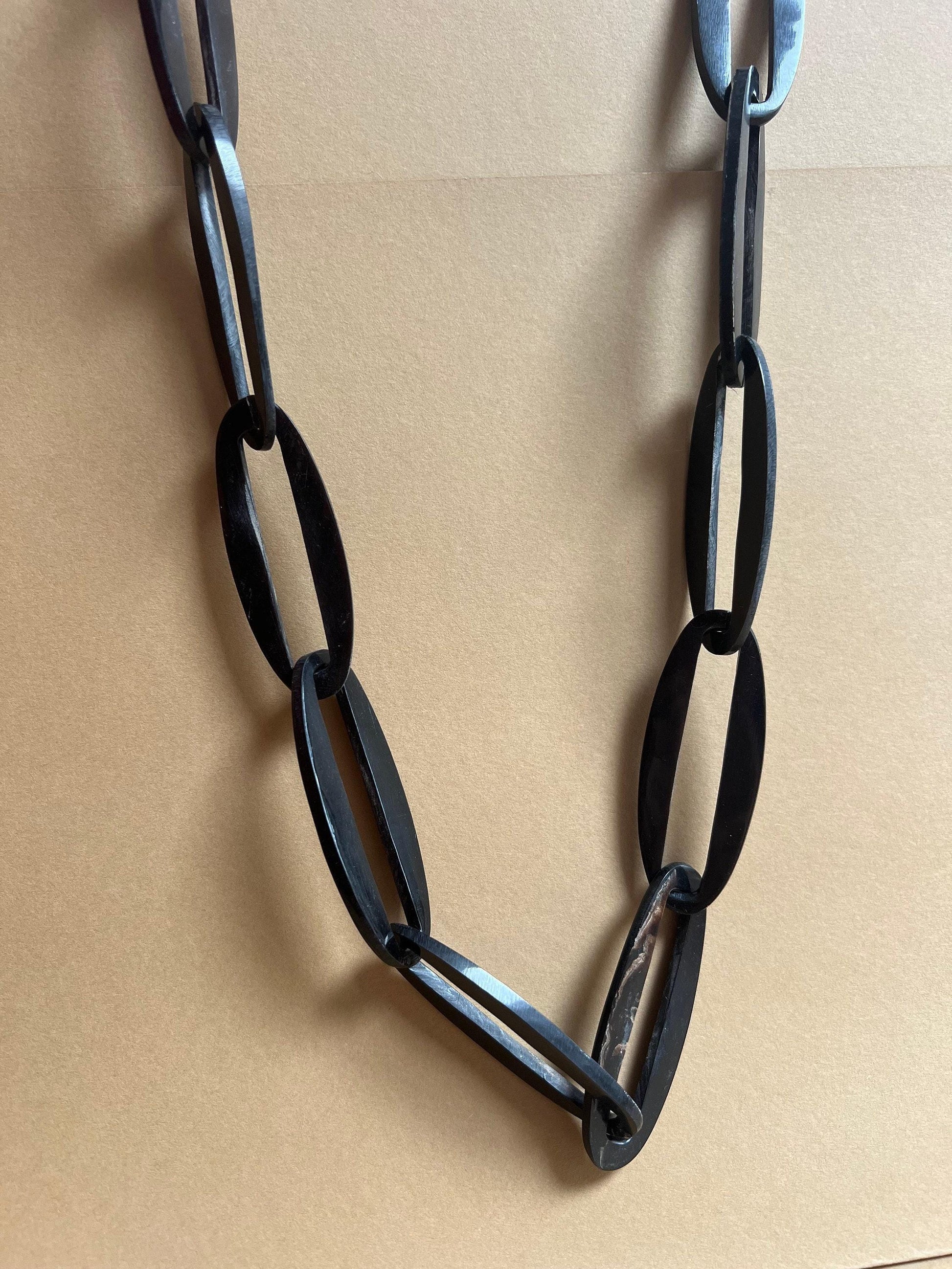 Black Laser-Cut Link Necklace