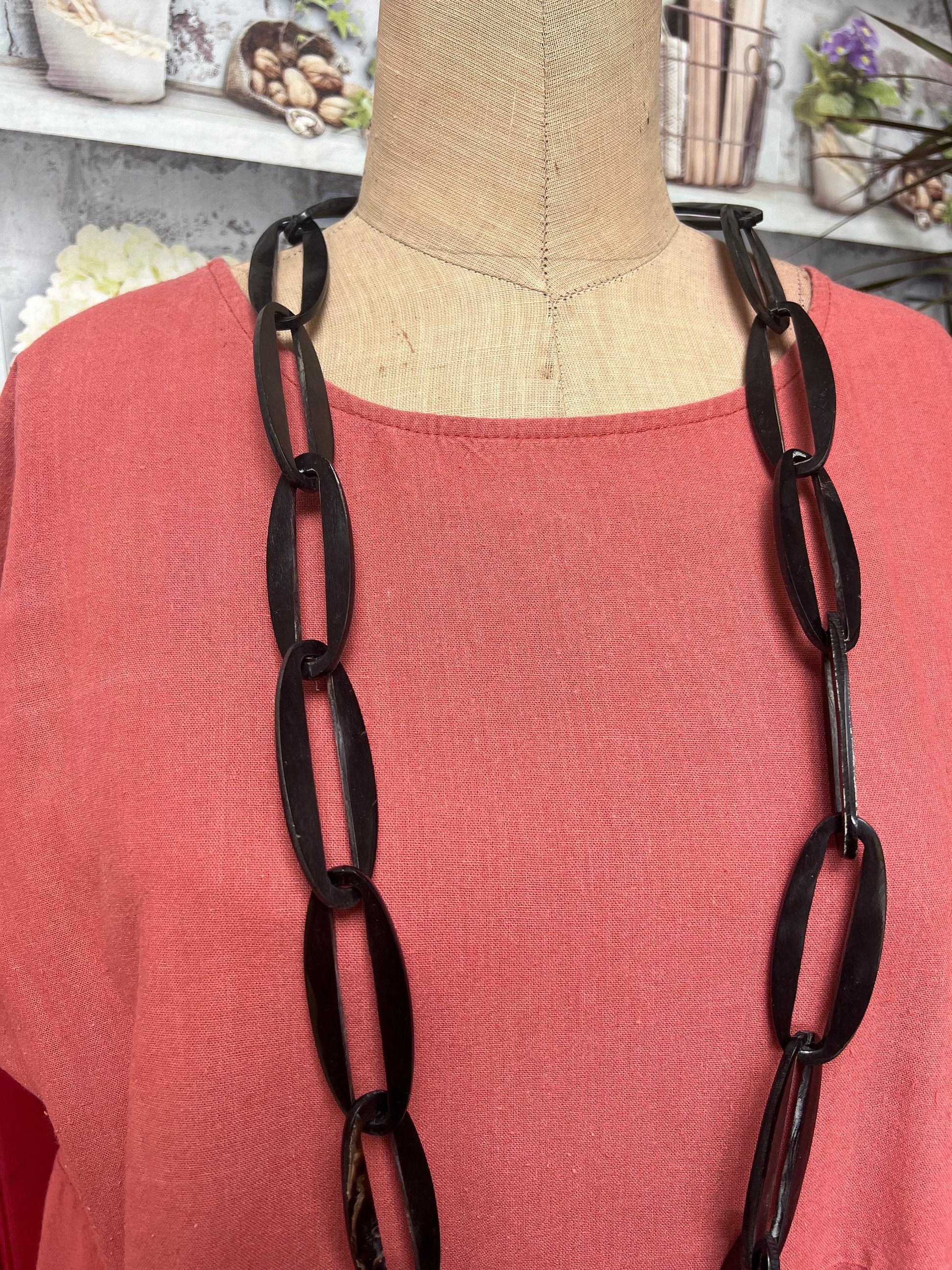 Black Laser-Cut Link Necklace