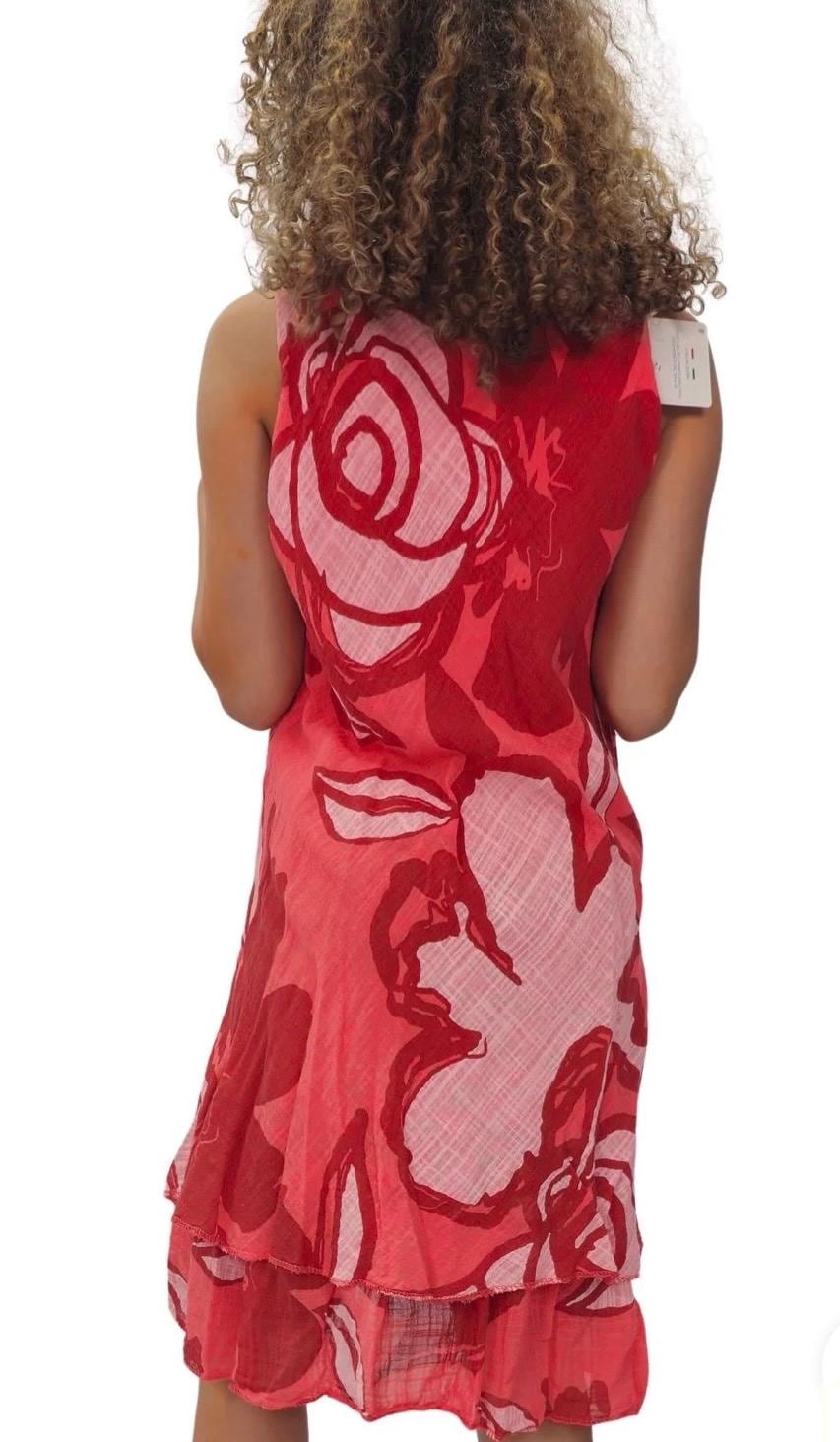 Bold floral print tiered hem cotton dress 12/18