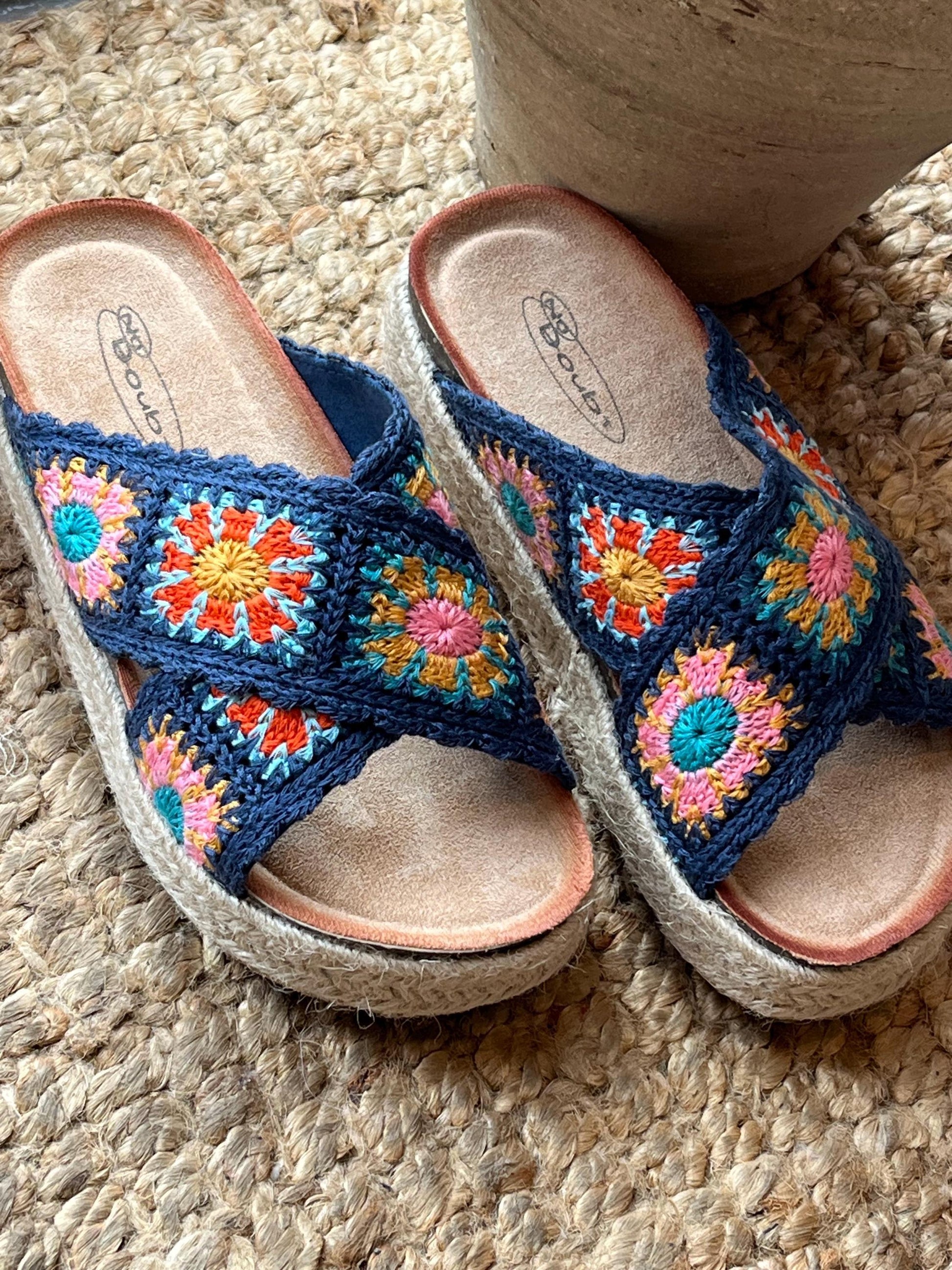 Blue crochet sandals