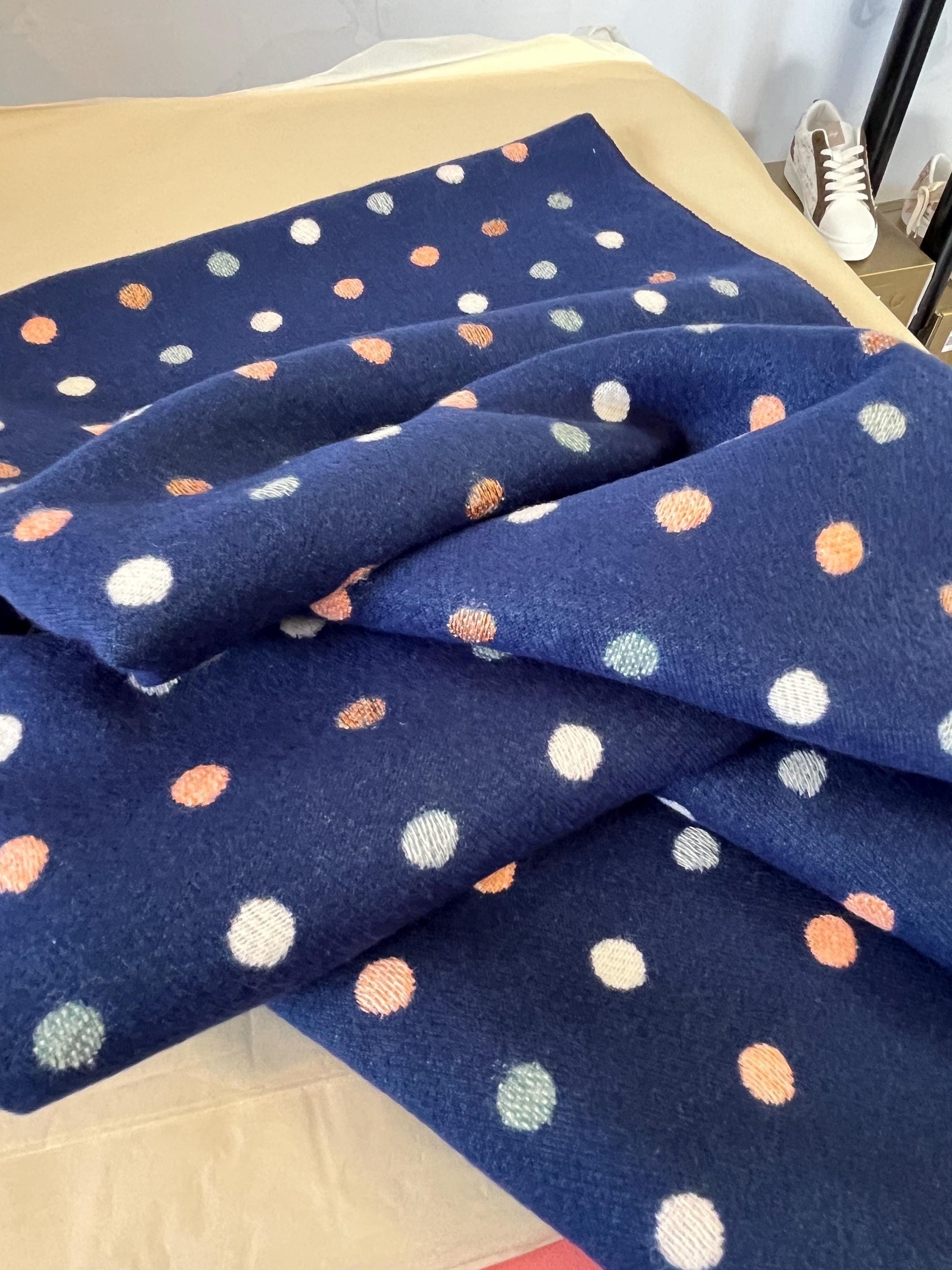 Blue scarf with dots