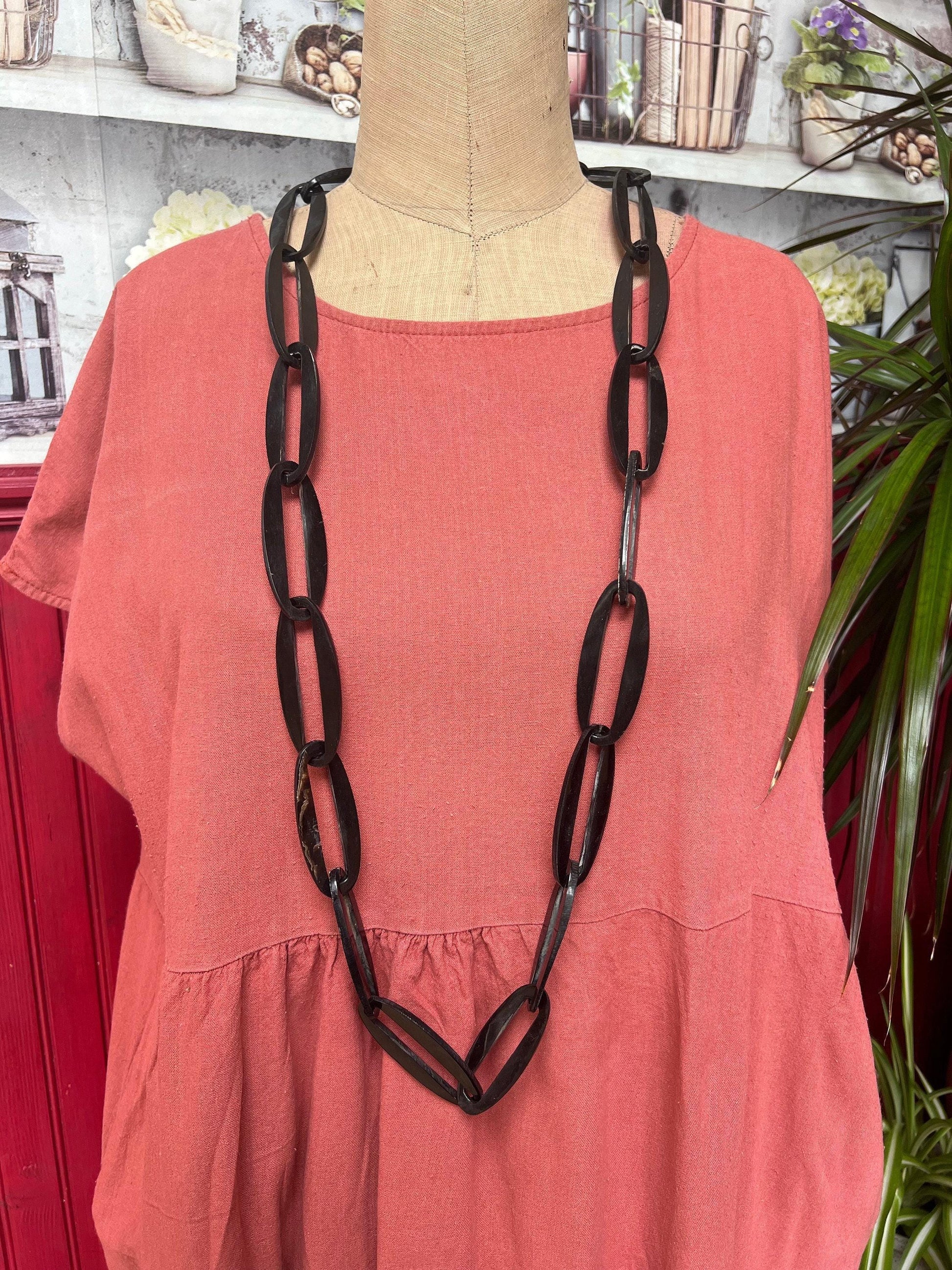 Black Laser-Cut Link Necklace
