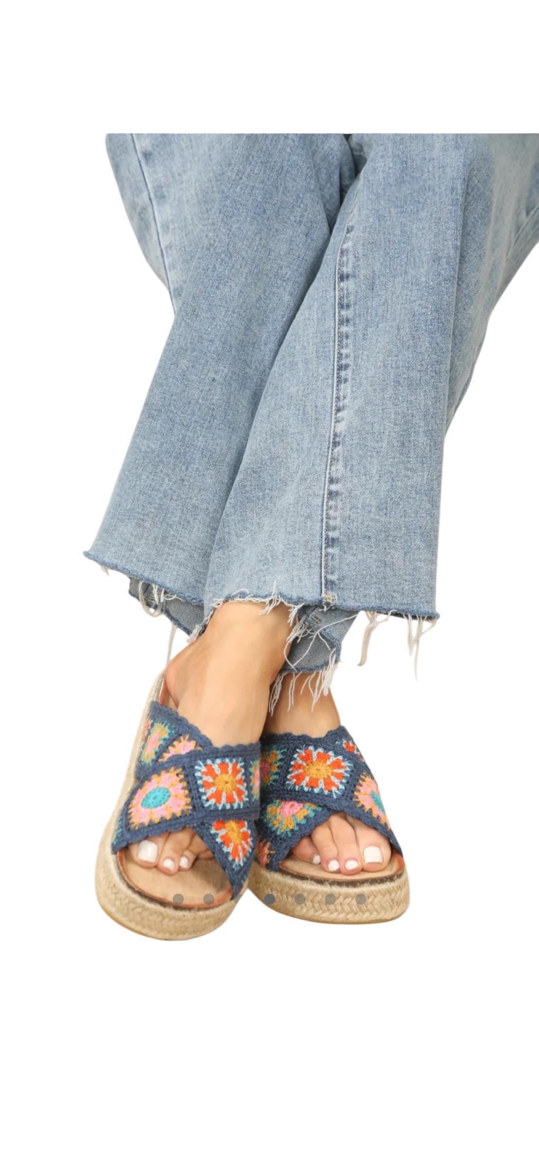 Blue crochet sandals
