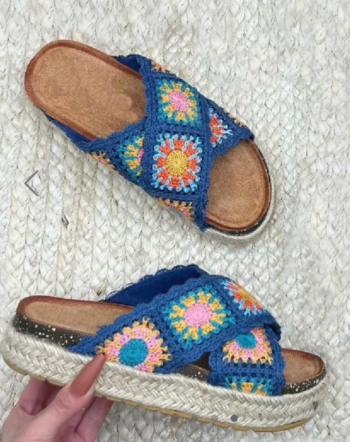 Blue crochet sandals