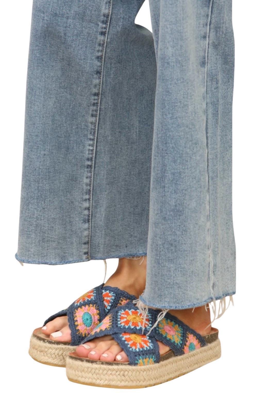 Blue crochet sandals