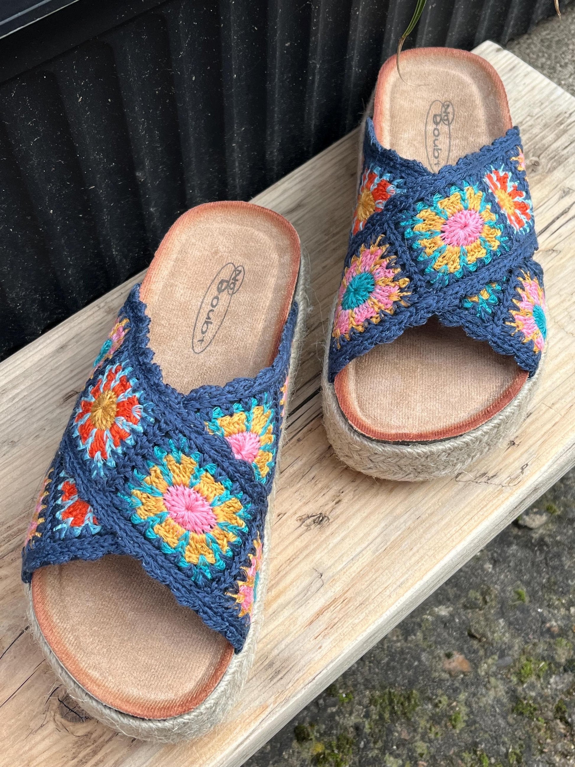Blue crochet sandals