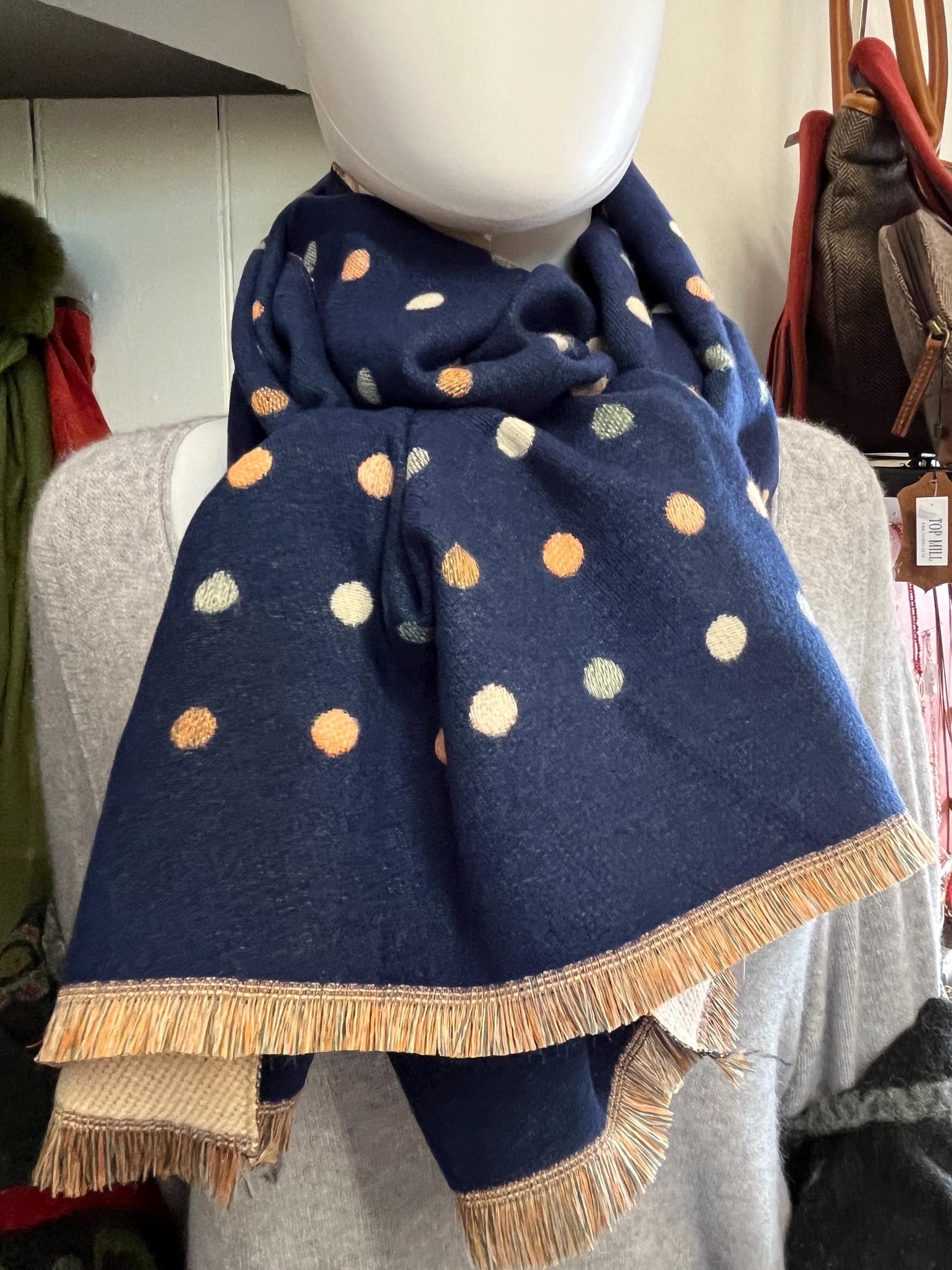 Blue scarf with dots