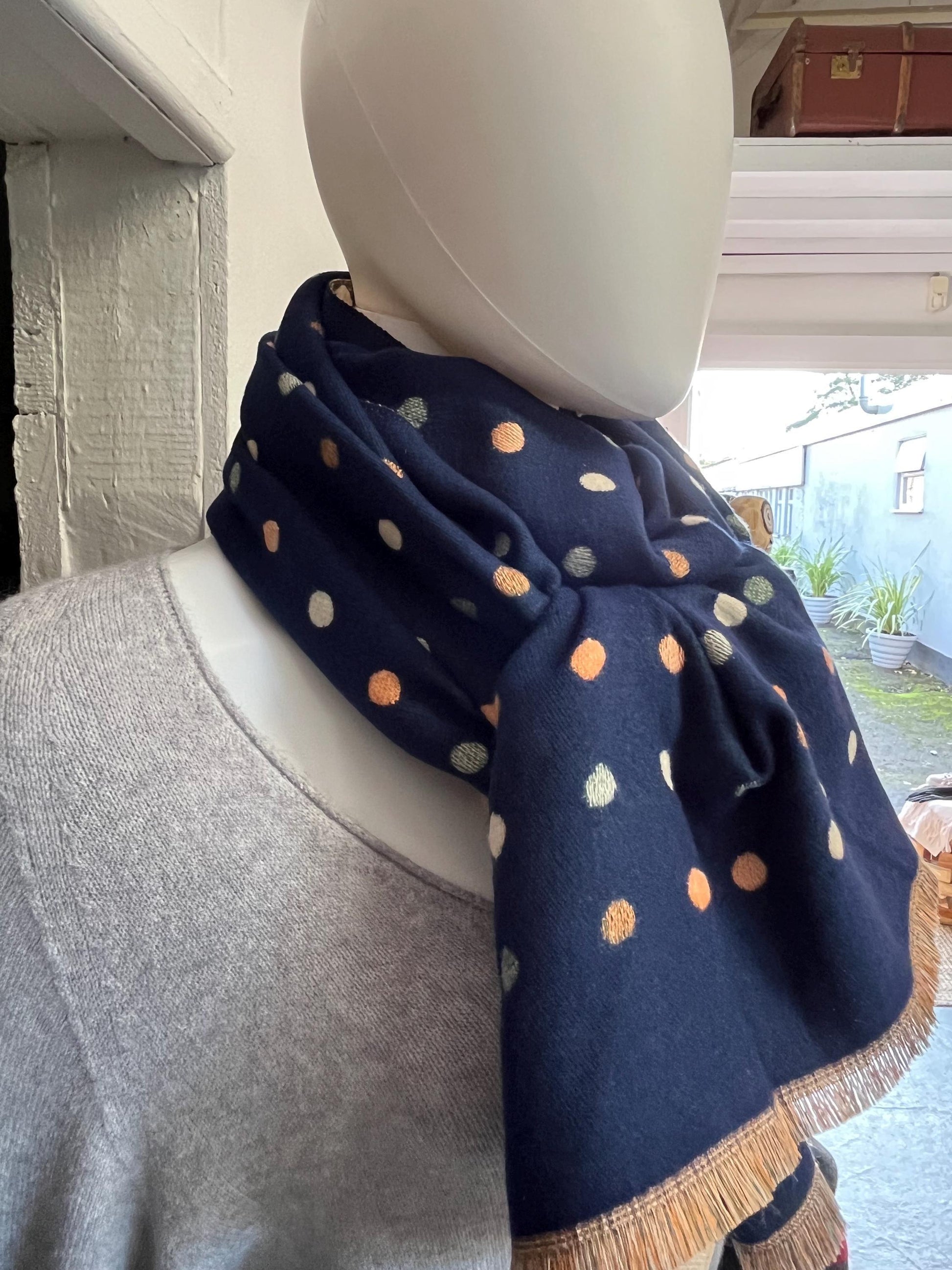 Blue scarf with dots