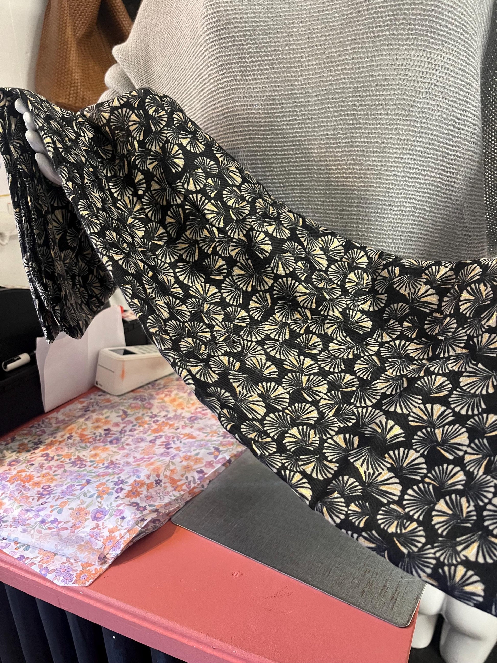 Black floral scarf