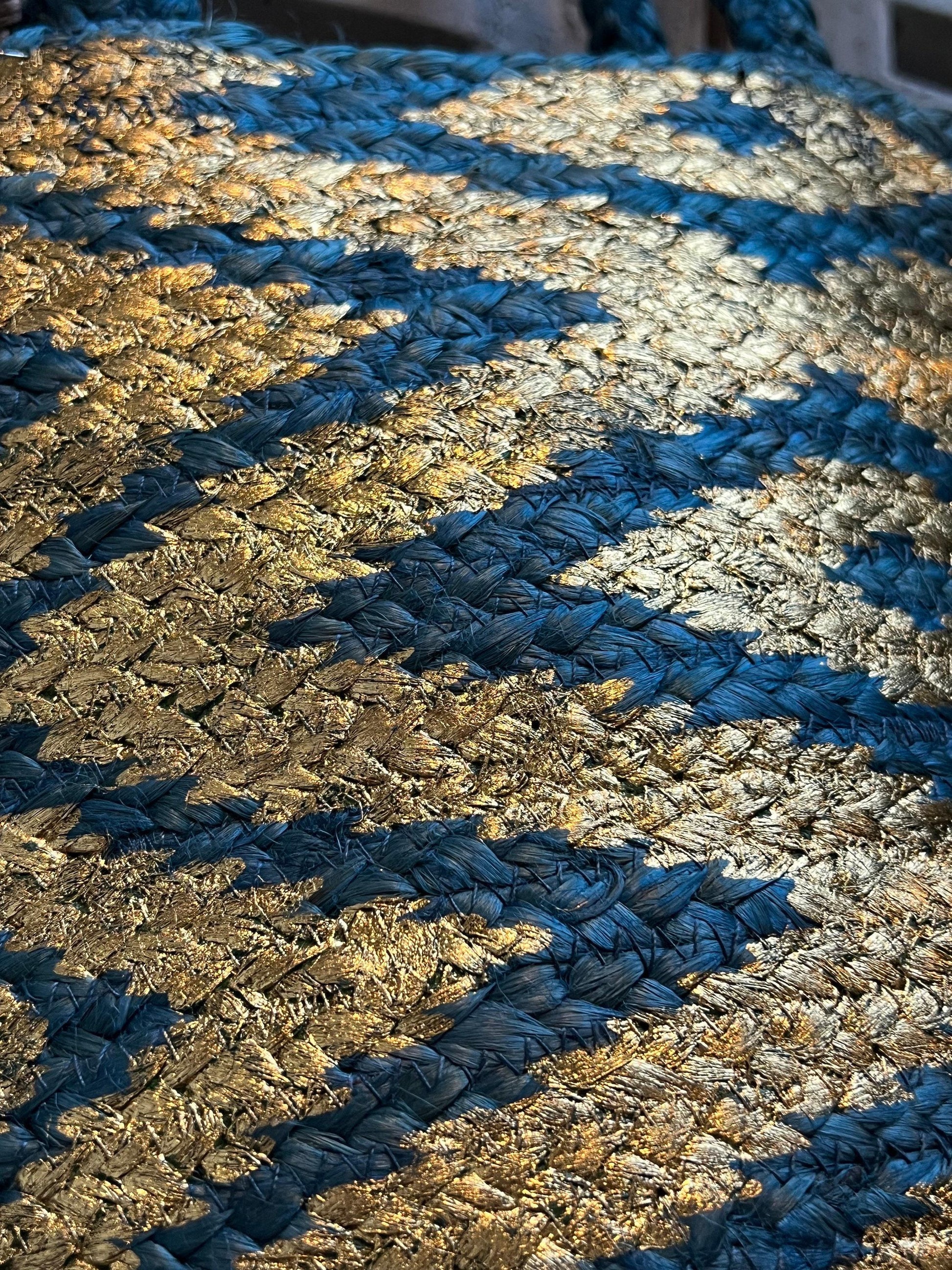 Blue & Gold Hand Handbag, Brand new, Summer, Rafia, Beach, Holiday Bag, Bags, Ladies, Women’s fashion