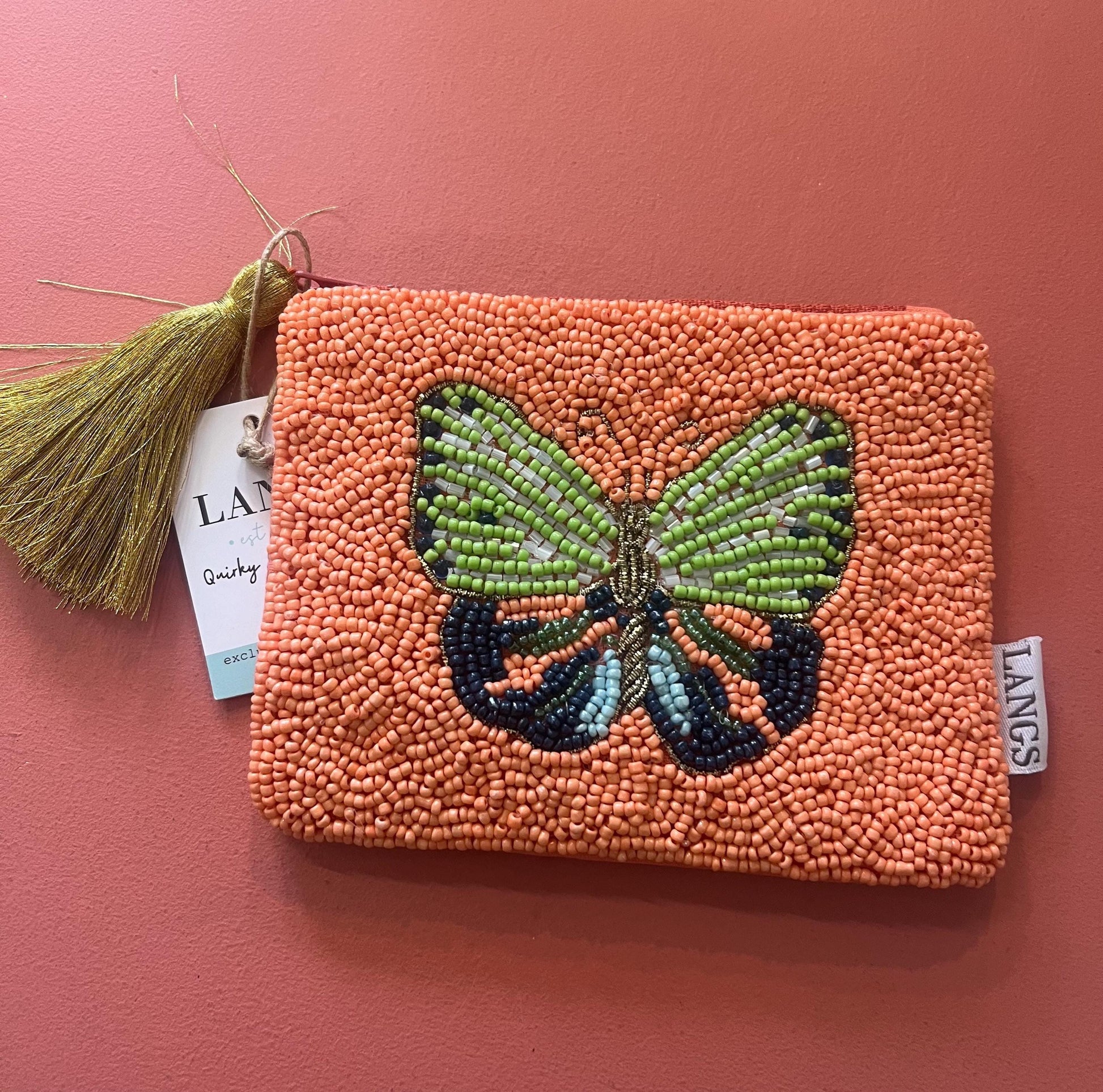 Beaded butterfly purse