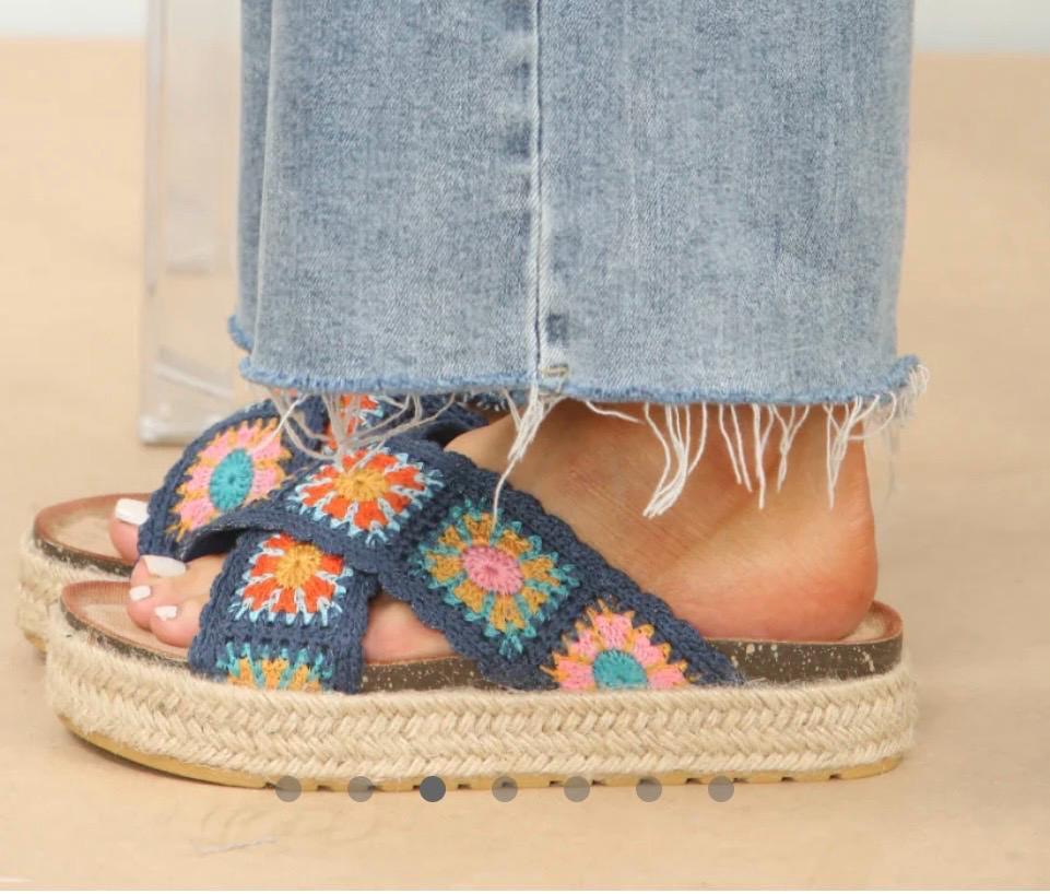 Blue crochet sandals