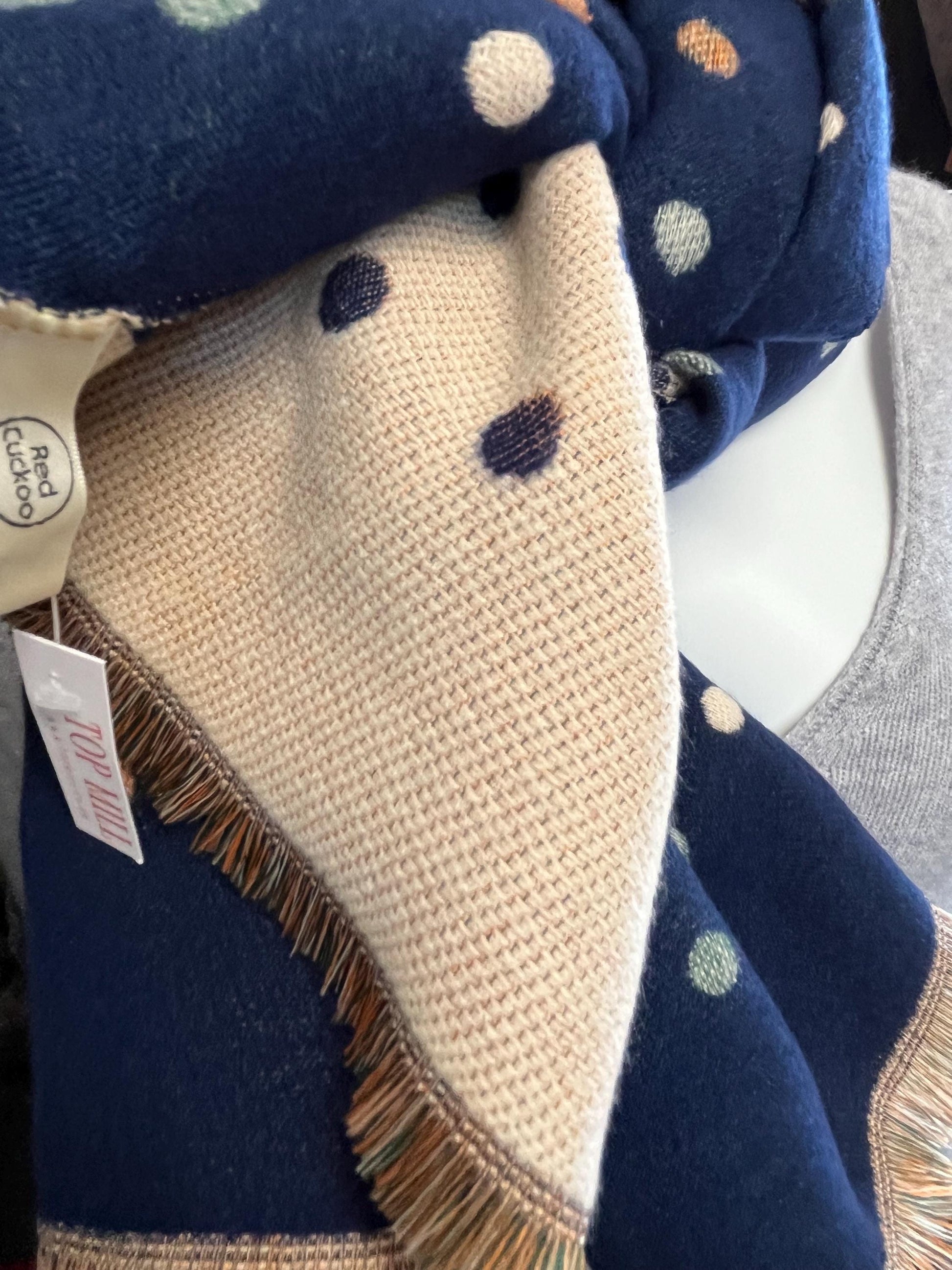 Blue scarf with dots