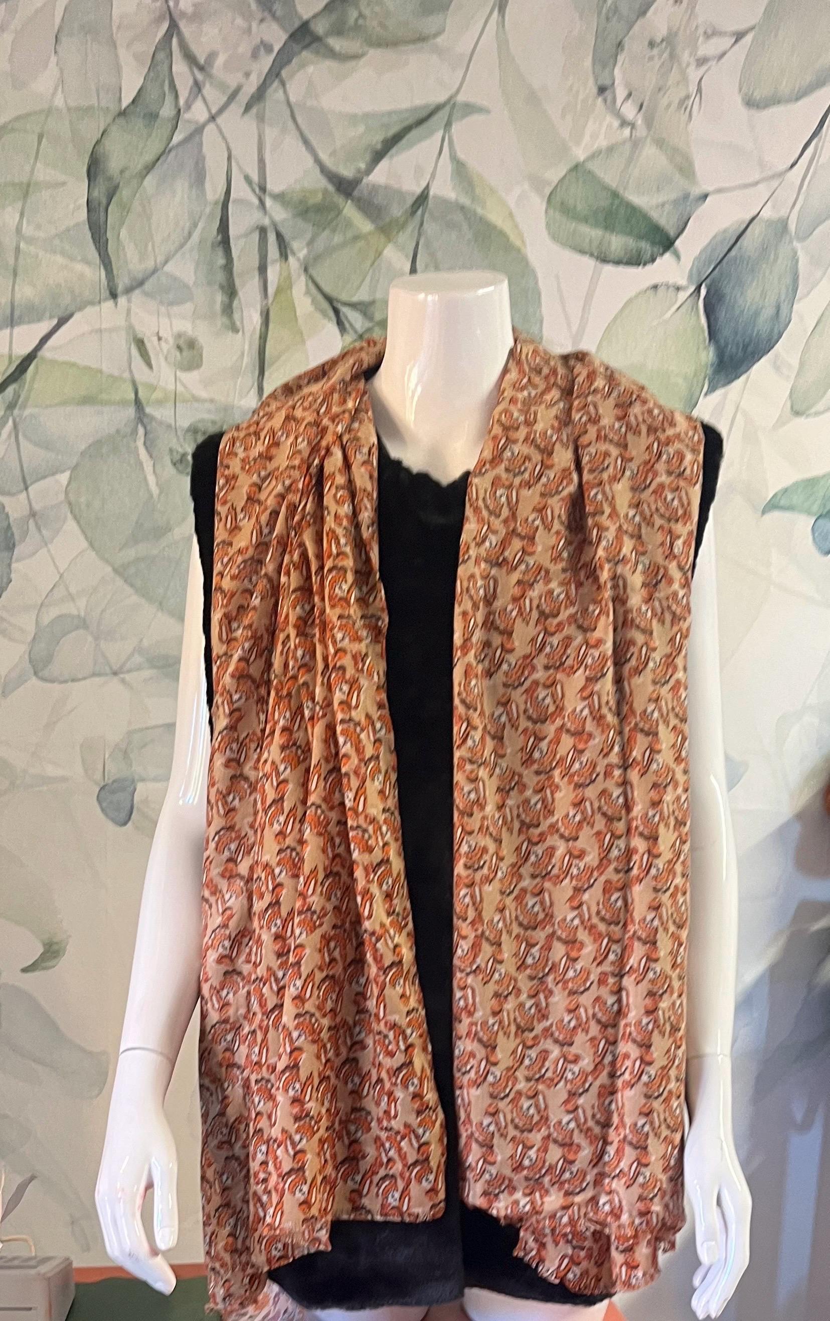 Beige floral scarf