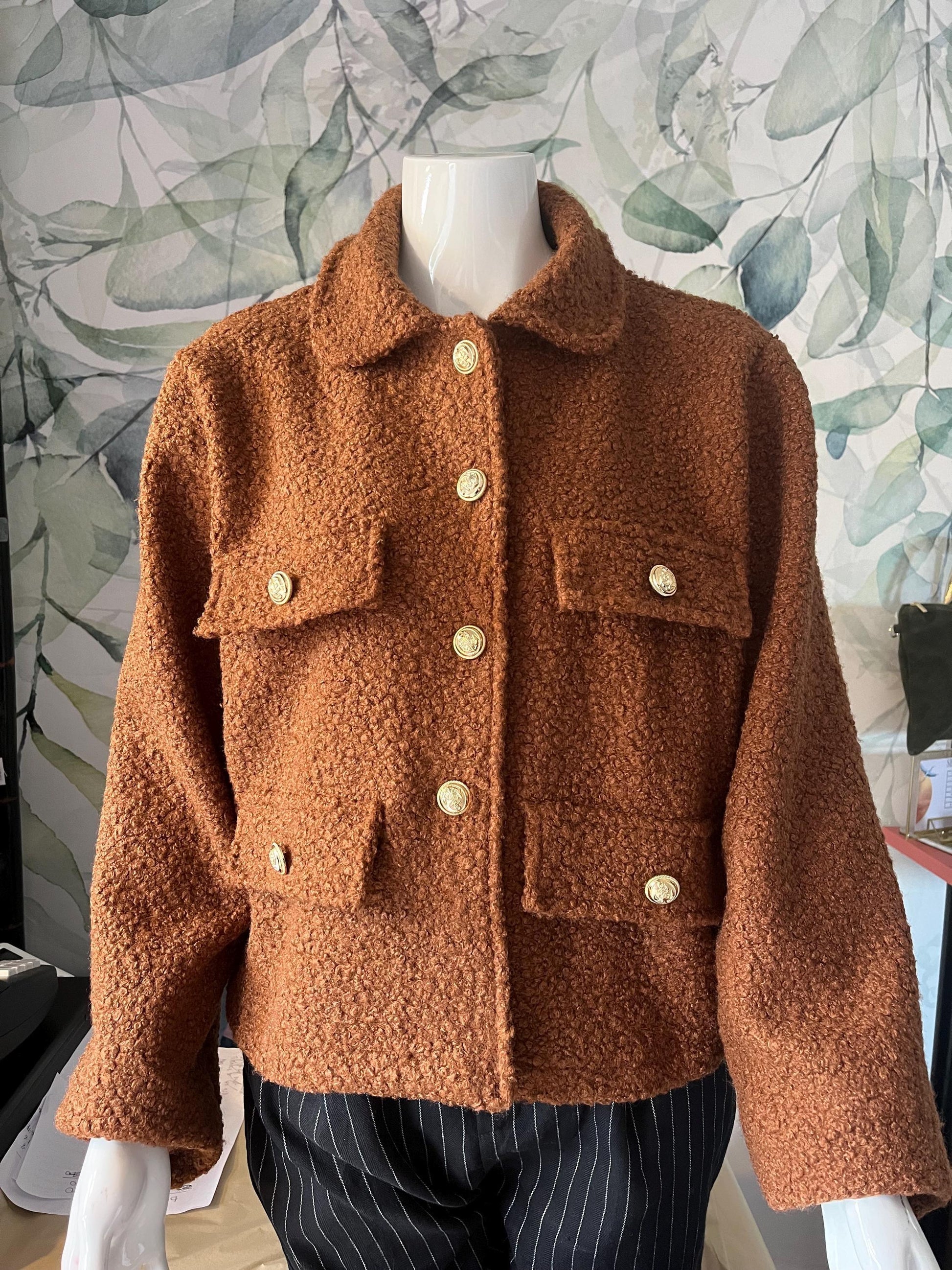 Boucle jacket with gold buttons