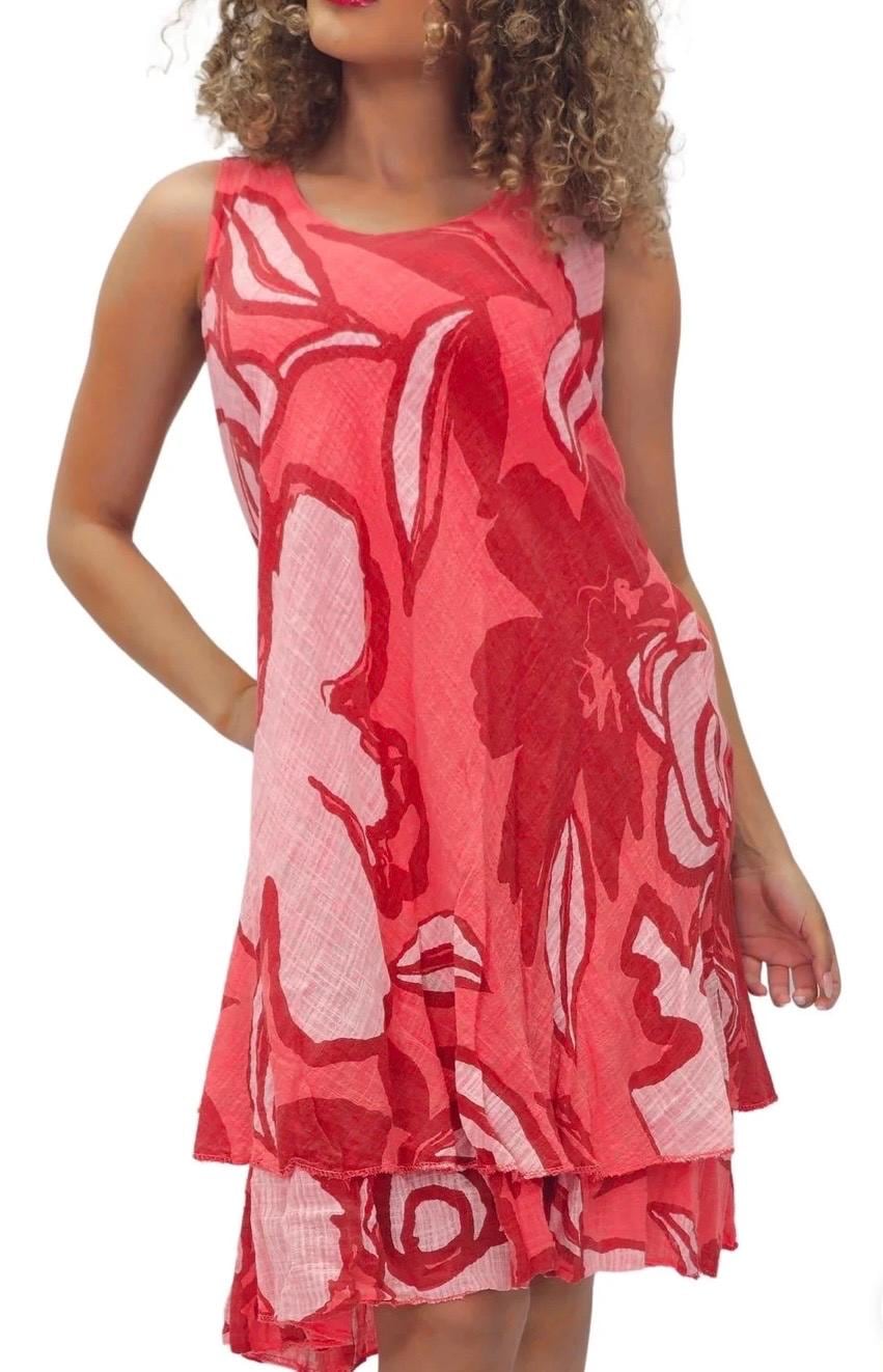 Bold floral print tiered hem cotton dress 12/18