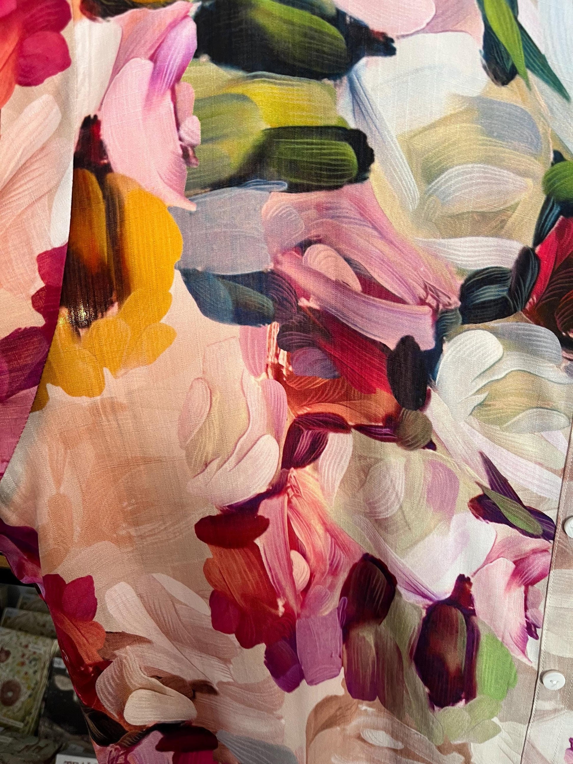 Brushstroke print 3/4 sleeve blouse pink