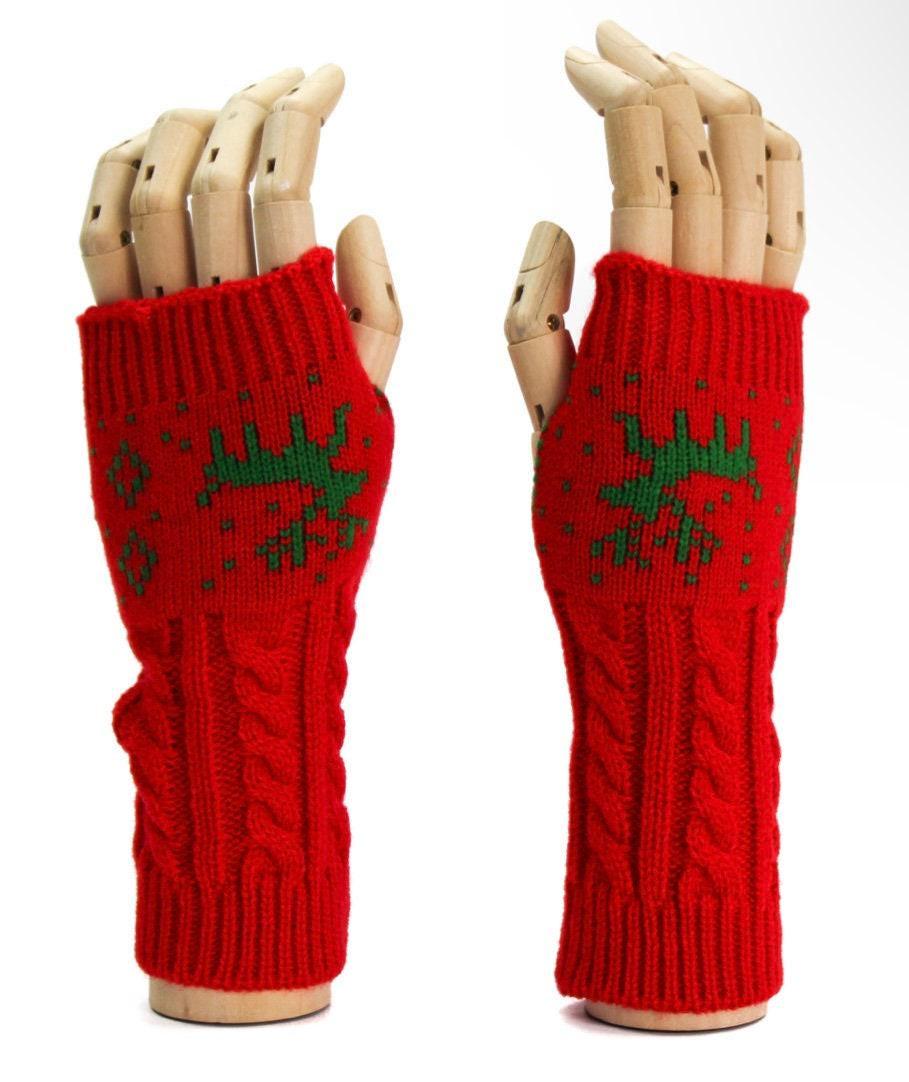 Christmas fingerless gloves