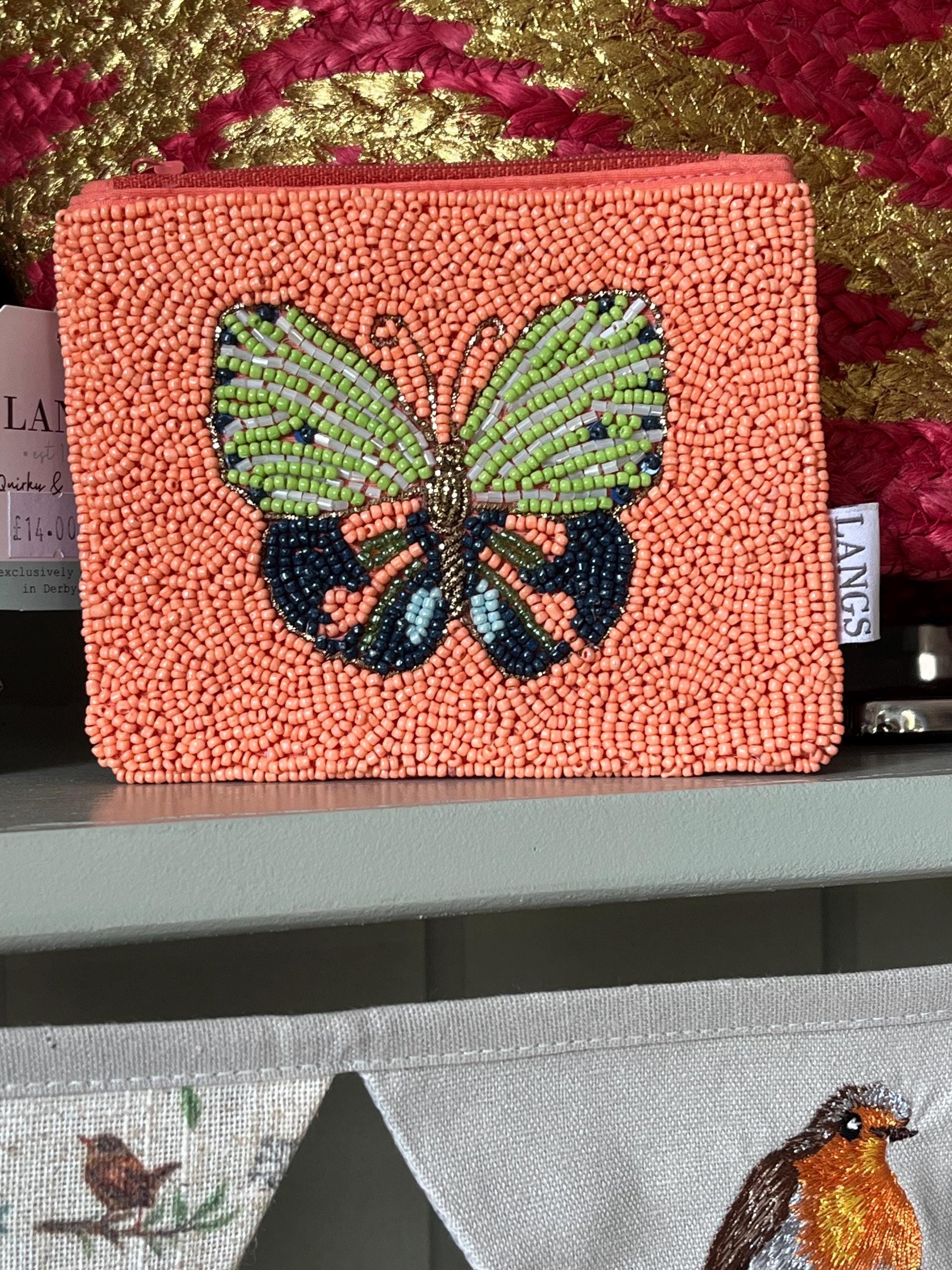 Beaded butterfly purse