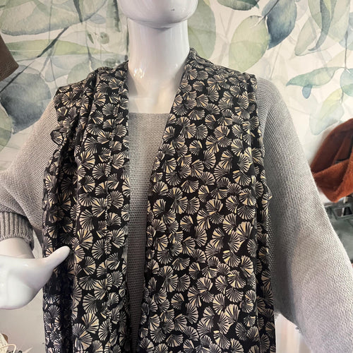 Black floral scarf