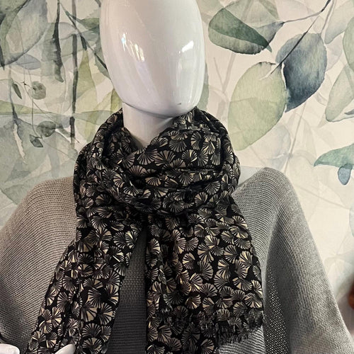 Black floral scarf